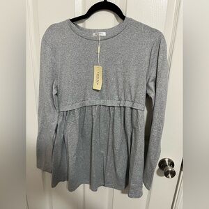 Ekouaer Grey Soft Babydoll Long Sleeved Top